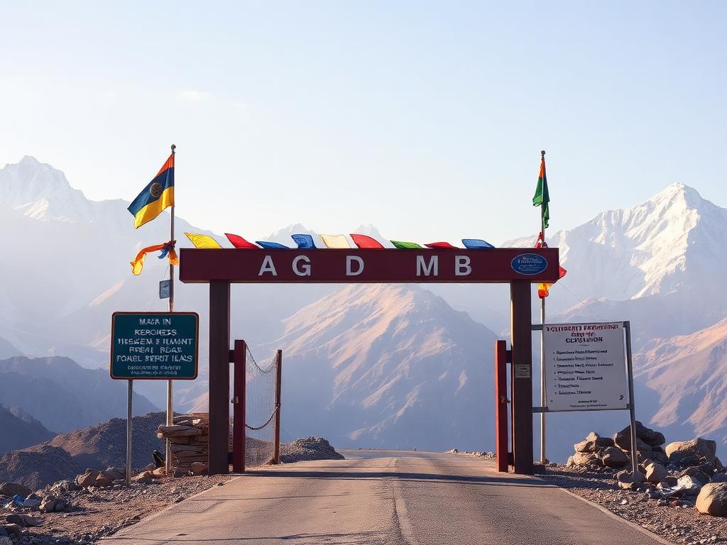 Checkpoint gate on a high-altitude Himalayan road